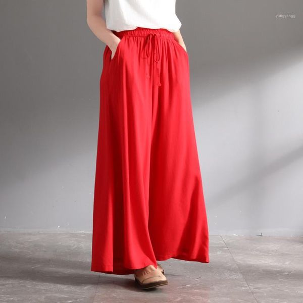 

new 2020 summer brand thin comfortable cotton linen skirts pants ,loose casual wide leg trousers plus size flare pants 6xl 7xl1, Black;white