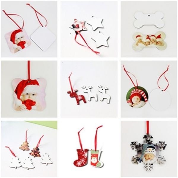 

dhl sublimation double-faced christmas ornaments round square snow shape decorations mdf transfe