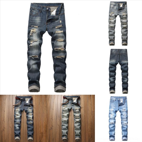 

unvqj style reta jeans man hole black skinny jeans men fashion washed hop mens brand denim joggers street una elastic hip waist streetwear