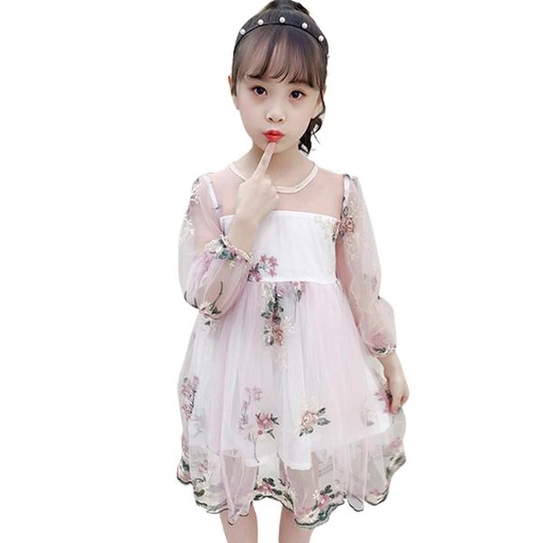 

girls princess dress mesh party dress for kids girl embroidery kids floral girl costume 6 8 10 12 14, Red;yellow