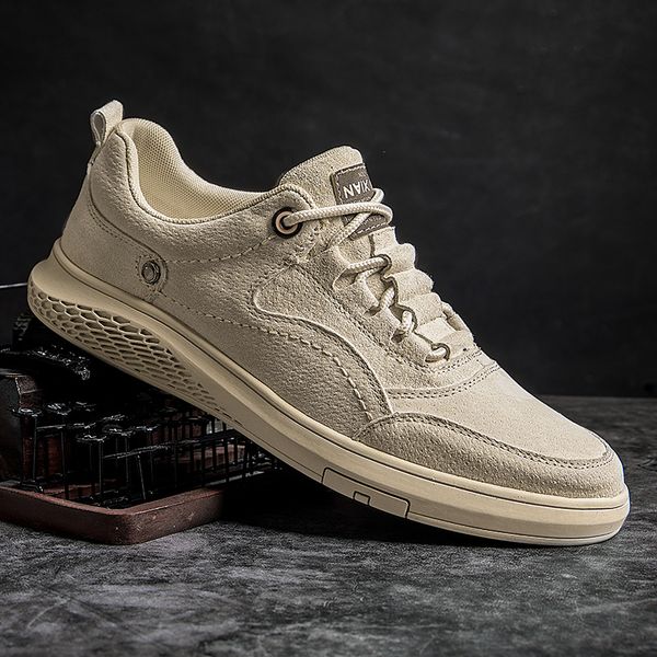 

genuine leather men 2020 autumn new style loafers trend versatile casual shoes england korean-style outdoor zapatos hombre, Red;white