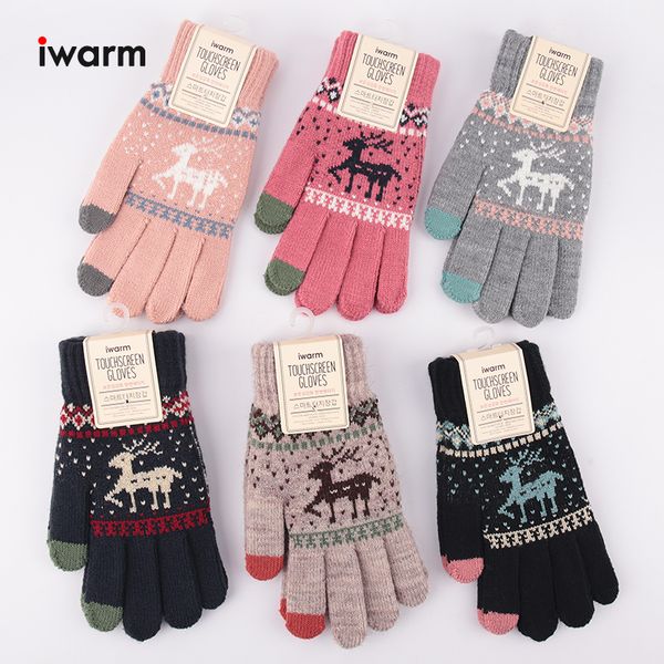 

iwarm women' winter and autumn touch screen gloves warm mittens, Blue;gray