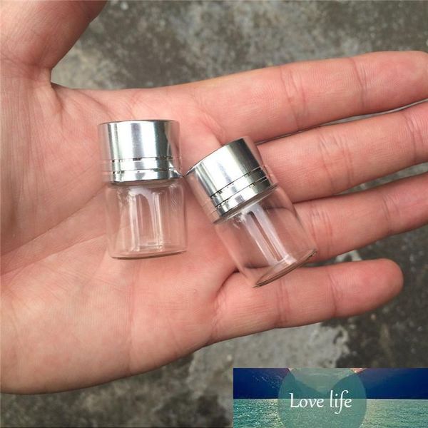 Atacado- 5 ml de vidro pequeno garrafas de alumínio tampa de parafuso de prata mini transparente transparente vazio vidro vazio frascos frascos 100 pcs