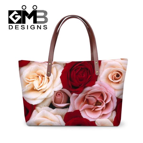 

rose flowers design women handbags for valentine's day messenger bags handle shoulder bags tote bolsas mujer large beach bag