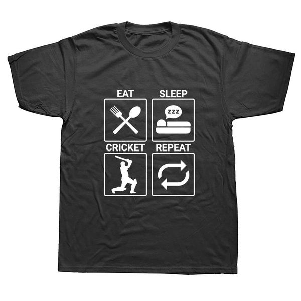 

sport eat sleep cricket repeat funny t shirts men summer cotton harajuku short sleeve o neck streetwear black t-shirt