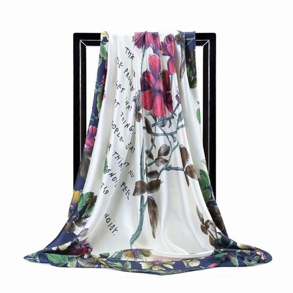 

scarves 2021 summer women silk foulard square scarf ladies beach shawl bandanna large hijab muffler female dl011, Blue;gray