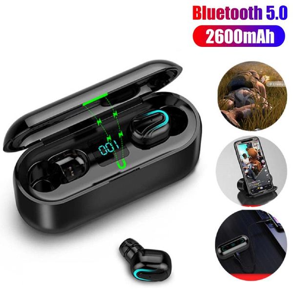 

q32-1 wireless tws bluetooth 5.0 earphones handshd stereo headsets hifi waterproof earbud with mic charging case for