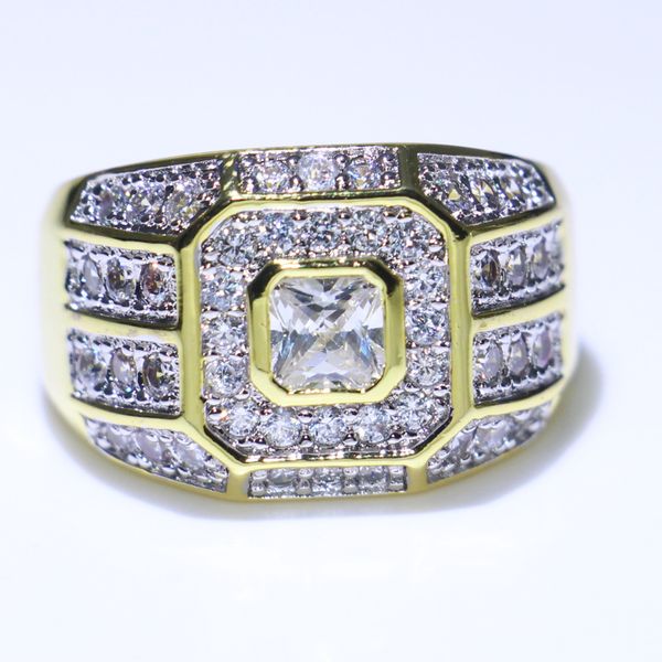 

2018 brand new choucong luxury jewelry 925 silver&gold fill princess pave finger rings white z cz diamond band ring for men gift, Slivery;golden
