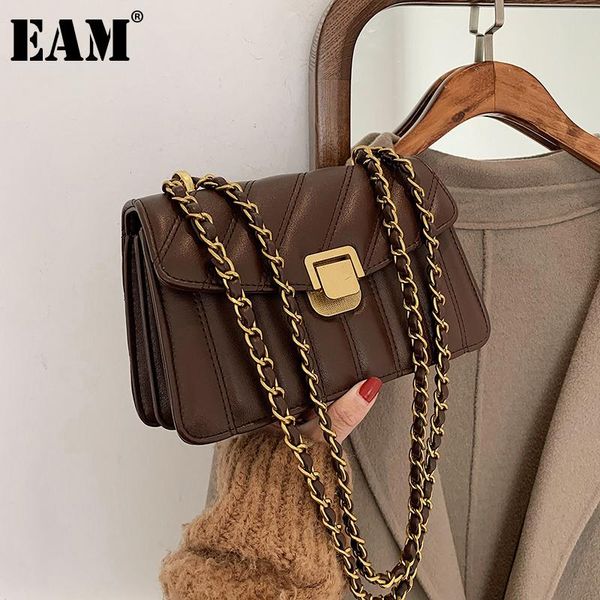

eam] women new chains square small pu leather flap personality all-match crossbody shoulder bag fashion tide 2021 18a1161