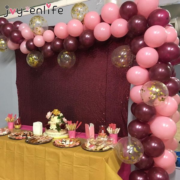 

118pcs/set burgundy pink balloon arch garland kit gold confetti balloons baby shower wedding birthday girl party backdrop decor