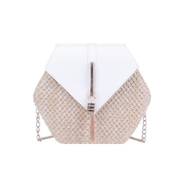 

hexagon mulit style straw leather handbag women summer rattan bag handmade woven beach circle bohemia shoulder bag new fashion