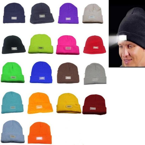 

5 led lights beanies hat winter hands warm angling hunting camping running caps 14 colors dhl wy938, Yellow