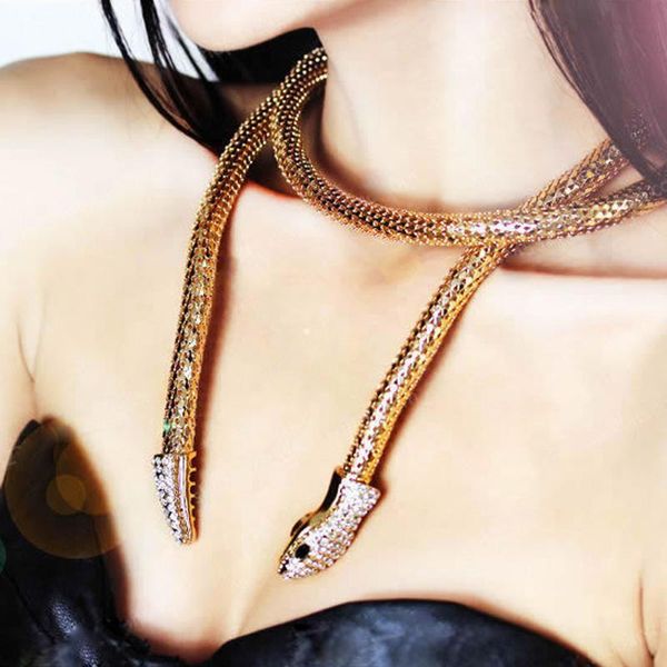 

chains style south korea-style europe and america necklace fashion exaggerated dual-purpose gold / sliver long shape snake, Silver