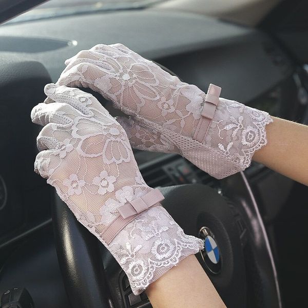 

женская мода весна лето дамы покрытием кружева finger открытый сенсорный экран солнцезащитный перчатки, Blue;gray