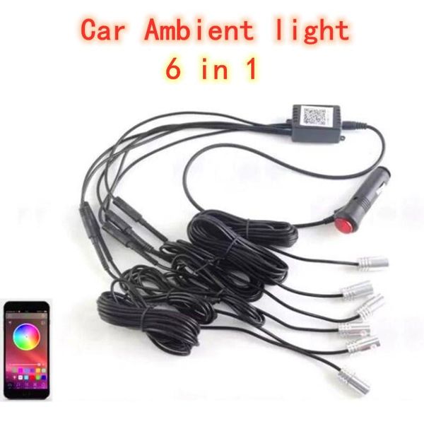 

6 в 1 rgb led strips ambient light app управления bluetooth для салона атмосферы света лампы diy музыки волоконно-оптические полосы