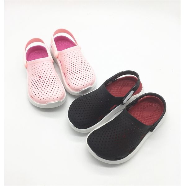 

boys girls garden clogs beach slippers jelly pvc massage footbed summer shoes for girl boy kids children y201028, Black;red