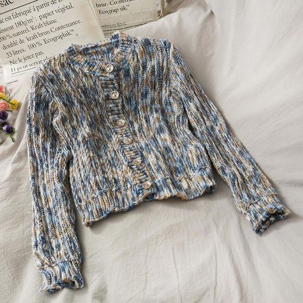 

women's knits & tees autumn 2021 colorful striped sweater cardigan women long sleeve button up rainbow knitted korean fashion, White