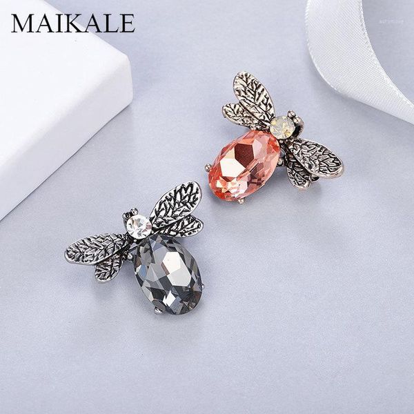 

maikale crystal honey bee brooch pins oval beads moth broche rhinestone insect brooches for women girl vintage alloy accessories1, Gray