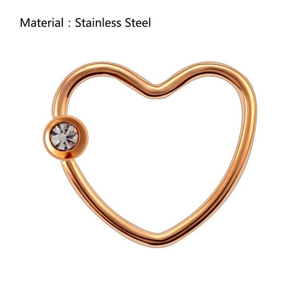 

1pc fashion daith heart rings opal gem cartilage tragus piercings nose hoop rings labret ring daith piercing jewelry q bbyvvi, Silver