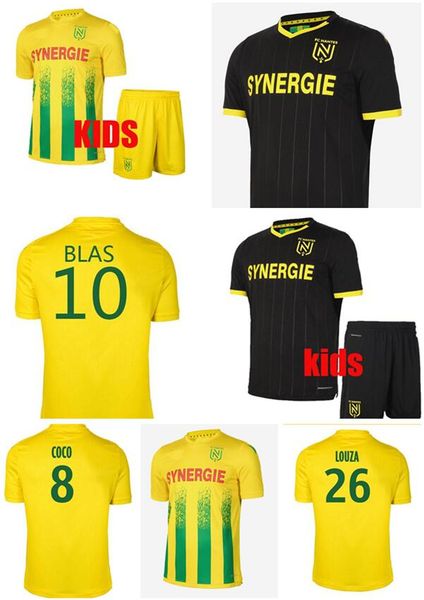 

20 21 fc nantes soccer jersey home maillot de foot 2020 2021 simon louza a toure blas coco coulibaly football shirts men kids kit thailand, Black;yellow