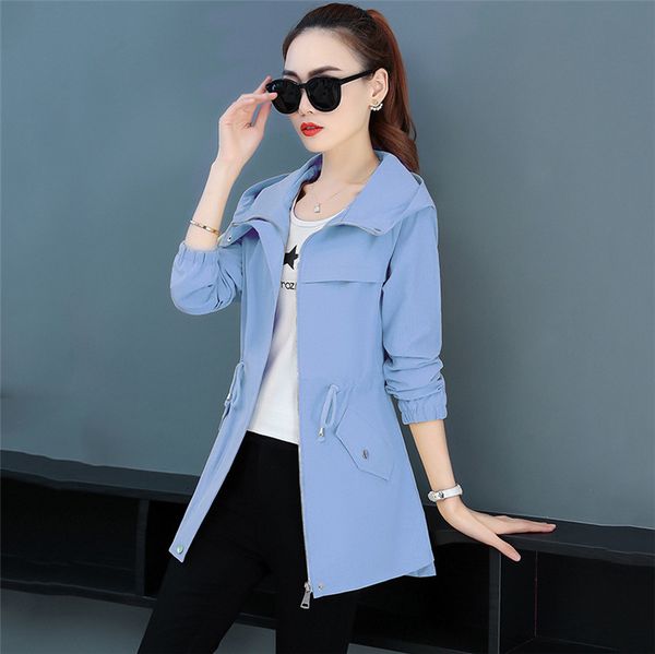 

2021 new yellow female jacket m-4xl plus size with hoodie new spring fashion korean casual sleeve women's coats 0syc, Black;brown