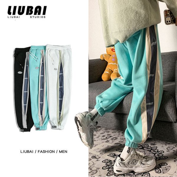 

men's trousers 2021 spring and winter new style plus thickening feet pants clothing rsbo, Black