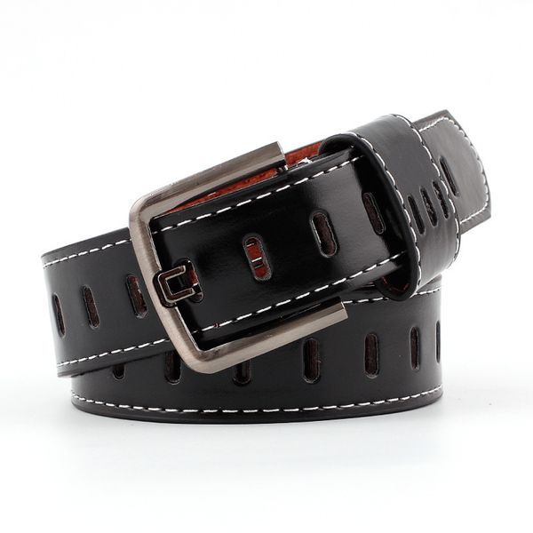 

new design pu leather belt female hollow out pin buckle belts for women waistband solid retro waist strap belt for jeans dress, Black;brown