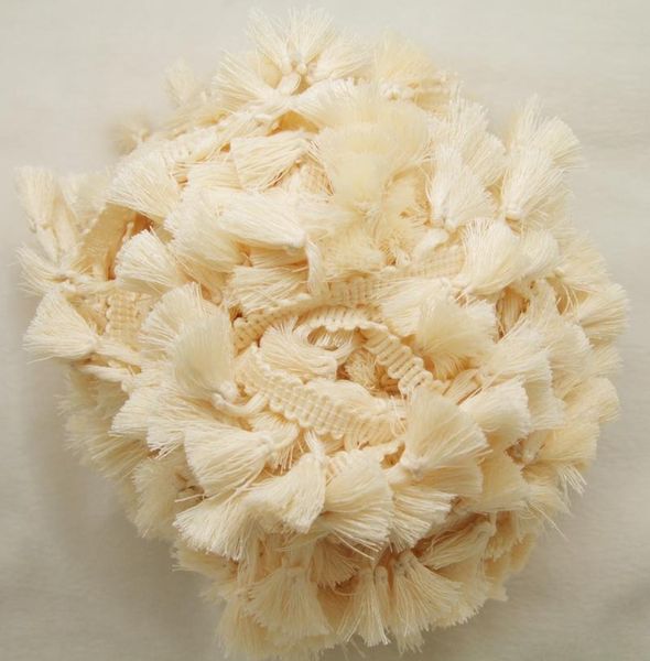 

3yards/lot vintage 100% cotton knotted light yellow fringe trim with cute tassels 1cm width tape 1.5cm length tassels