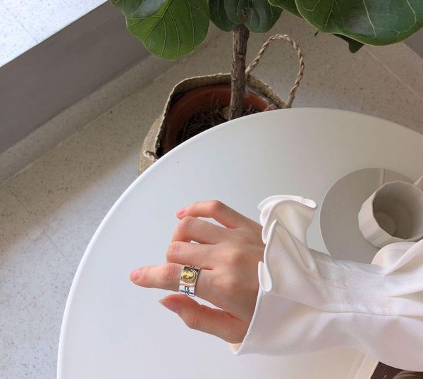 

luxury design 925 sterling silver jewelry ring special golden smile face design ring hiphop design for gift11