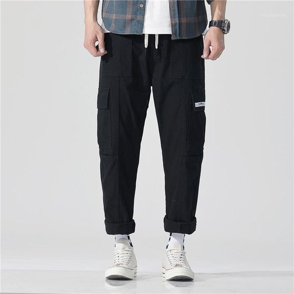 

summer 2019 overalls men's fashion brand black slacks men's korean version wide-legged casual pants halen nine-minute pants1, Blue