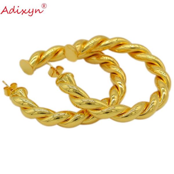 

hoop & huggie adixyn two color earrings for women gold india ethiopian african ethnic items n07105, Golden;silver