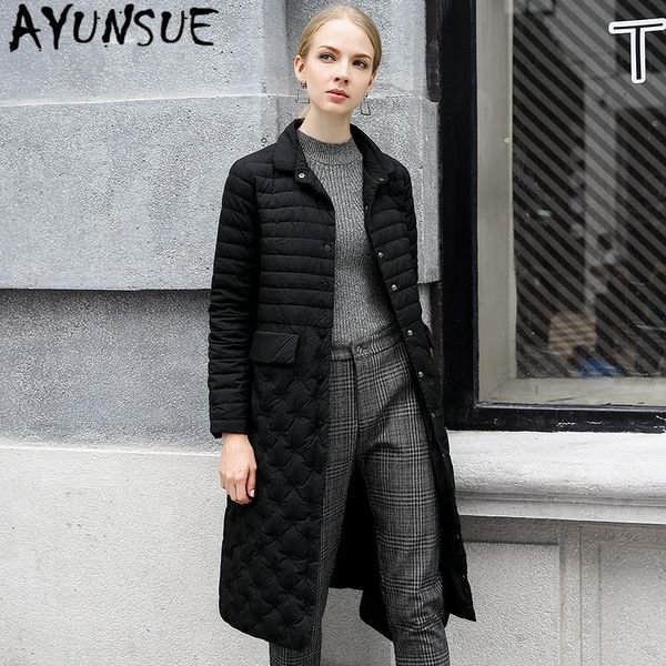 

women's down & parkas ayunsue jacket autumn winter white duck coat warm puffer long parka 2021 chaqueta mujer 94132 yy1218, Black