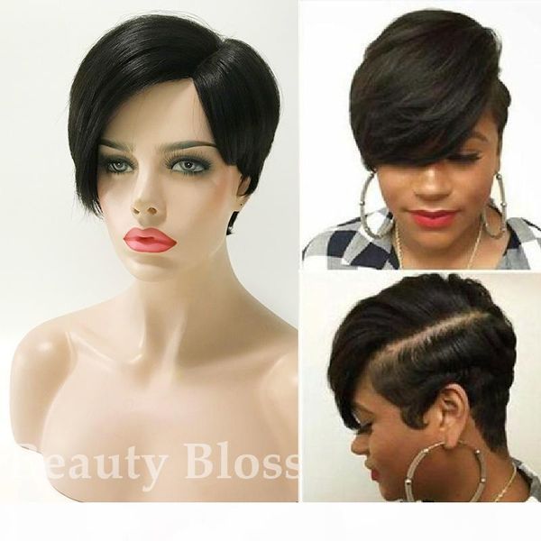 

short lace front human hair wigs with baby hair brazilian remy hair bob wig for black women natural color ing, Black;brown