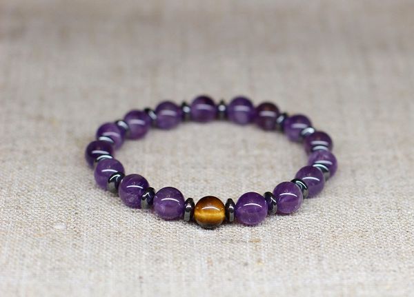 

fashion purple quartz bracelet nature tiger eye bracelet mala beads bracelets yoga mala hematite bracelets gift for girlfriend, Black