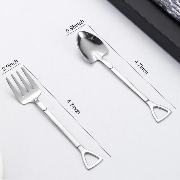 

4pcs stainless steel shovel fork spoon set kids dessert fork fruit pick bbq tableware party gift h bbyhbj