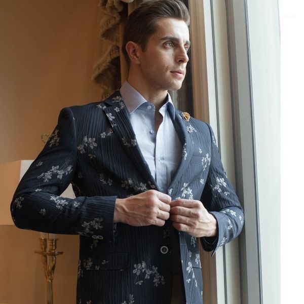 

men's suits & blazers arrival young fashion high end wedding banquet formal mens suit jacket casual flower plus size m  xl xxl 3xl 4xl, White;black