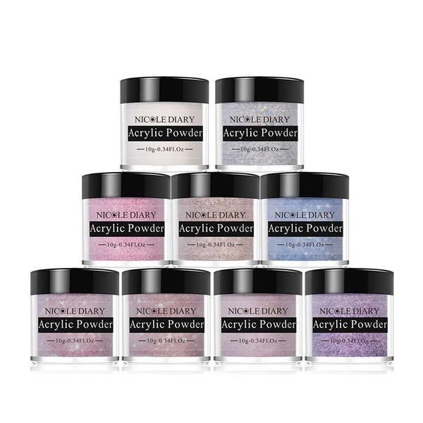 

nicole diary holographics acrylic powder for nails extension shinning acrylic dip nail glitter extension carved flowe jllnvk, Silver;gold