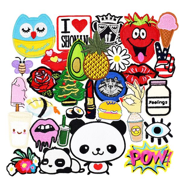 

diy patches for clothing iron embroidered patch applique iron on patches sewing accessories badge stickers for clothes bag 50pcs, Black