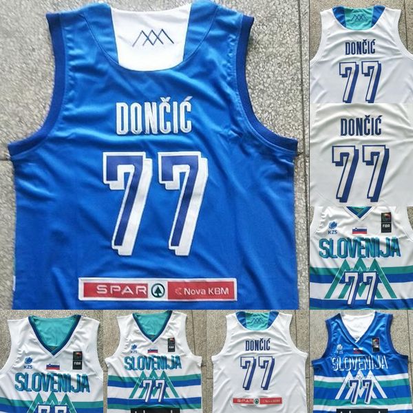 

ncaa slovenia national team 77 doncic white blue jersey, Black