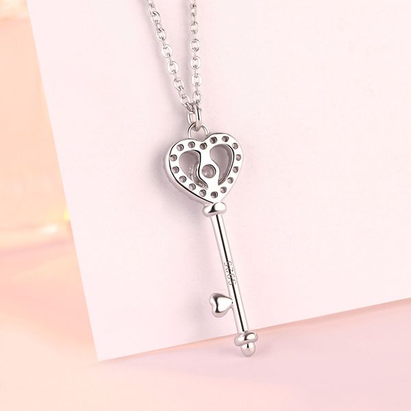 

tonglin new style micro-inlaid personalized love key clavicle chain s925 sterling silver necklace for women japanese and korean fashion acce
