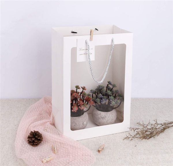 Trasparente finestra tote bag regalo wrap white regalo sacchetti bouquet bouquet borse da donna da donna shopper totes