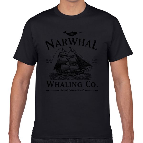 

t shirt men the narwhal whaling company basic black geek short male tshirt xxxl sport hooded sweatshirt hoodie