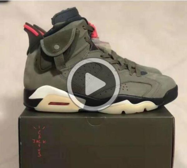

новые travis скоттс х кактус джек 6 средняя olive светящиеся army green замша баскетбол обувь