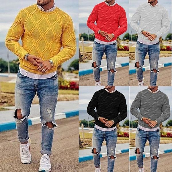 

new autumn winter pullover solid color men's sweater o-neck geometry sweater men casual fashion pullover slim sweaters mens1, White;black