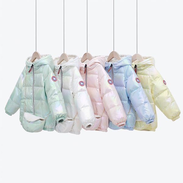 

8women's children's colorful jacket dazzle 2020 long white duck down small medium sized boys girls are light and 9, Blue;gray