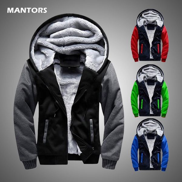 

winter mens hoodies fleece warm sweatshirts men velvet brand hoody coat fashion sportswear zipper hoodie men clothing 2020 euro 1019, Black