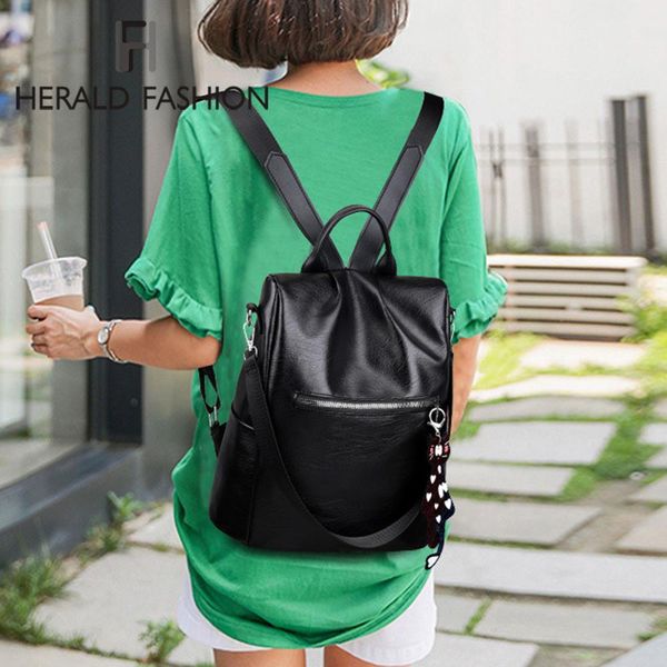 

new fashion woman backpack youth pu leather backpacks for teenage girls female school bag lapbookbag bbymrq