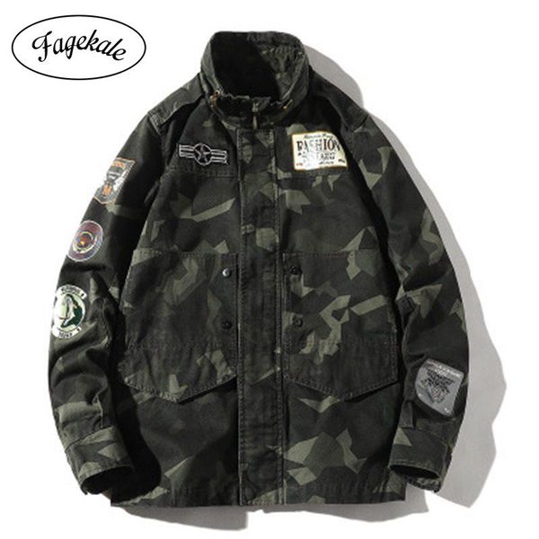 

men's jackets 2021 spring and autumn tide brand loose stand collar jacket men outdoor leisure camouflage, Black;brown