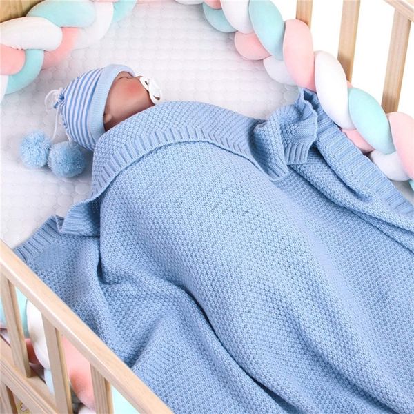 Cobertor de bebê de malha recém-nascido Swaddle envoltório macio infantil criança sofá cama cama cobertores de bebê ao ar livre acessório lj201014