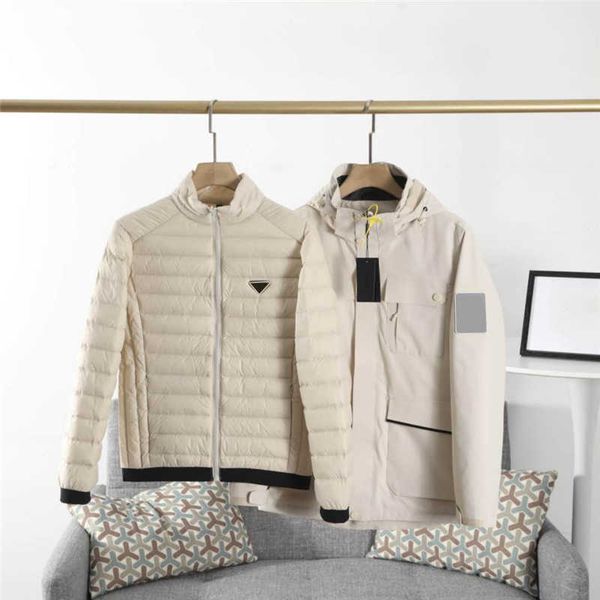 

mens jacket winter down two pieces set casual men windbreaker jackets with hooded new sports outwear coat 3 colors size m-5xl, Black;brown